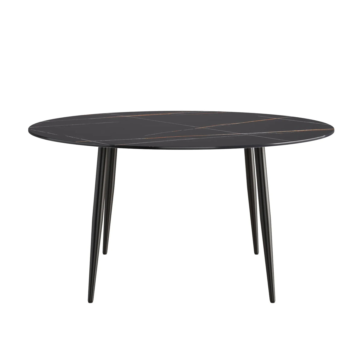 Marbella Sintered Stone Dining Table | 59" Matte Black Round With Metal Base