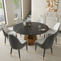 Marbella Sintered Stone Dining Table | 59" Matte Black Round With Metal Base