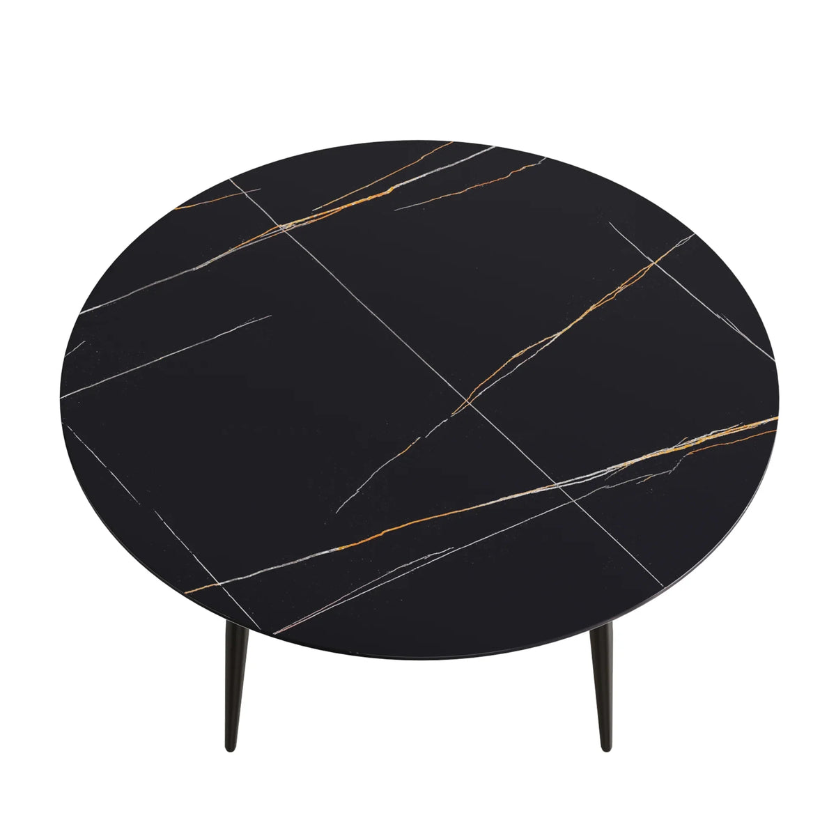 Marbella Sintered Stone Dining Table | 59" Matte Black Round With Metal Base