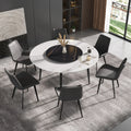 Marbella Sintered Stone Dining Table | 59" White Gloss Round With Metal Base & Lazy Susan