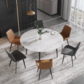 Marbella Sintered Stone Dining Table | 59" White Gloss Round With Metal Base