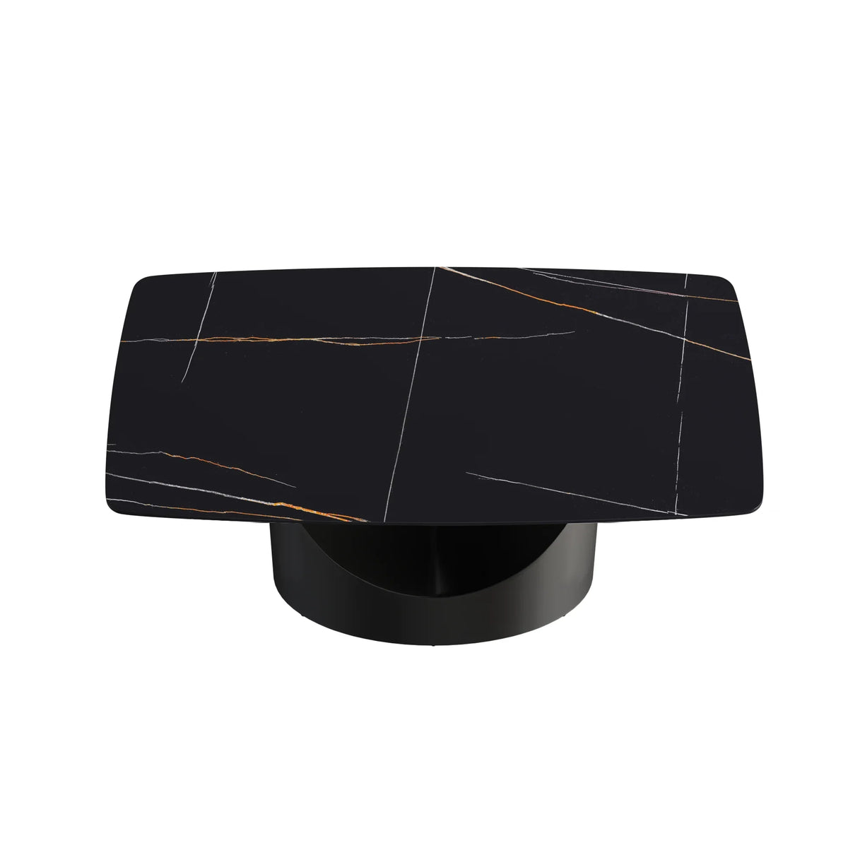 Marbella Sintered Stone Dining Table | 63" Matte Black Rectangular With Curved Edge