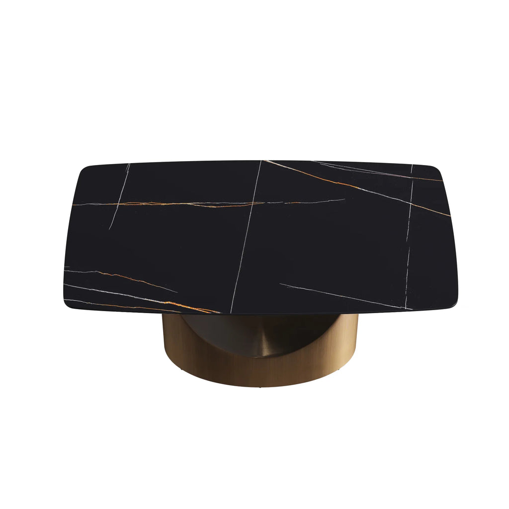 Marbella Sintered Stone Dining Table | 63" Matte Black Rectangular With Curved Edge