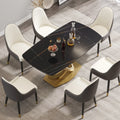 Marbella Sintered Stone Dining Table | 63" Matte Black Rectangular With Curved Edge