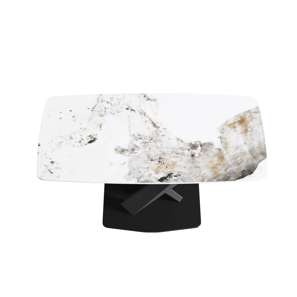 Marbella Sintered Stone Dining Table | 63" Pandora Rectangular With Curved Edge
