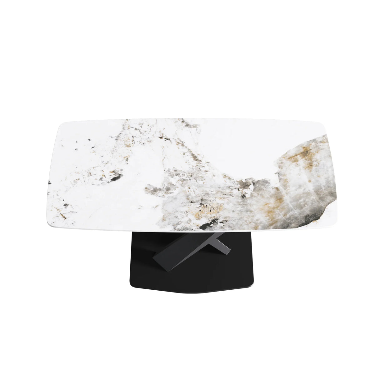 Marbella Sintered Stone Dining Table | 63" Pandora Rectangular With Curved Edge