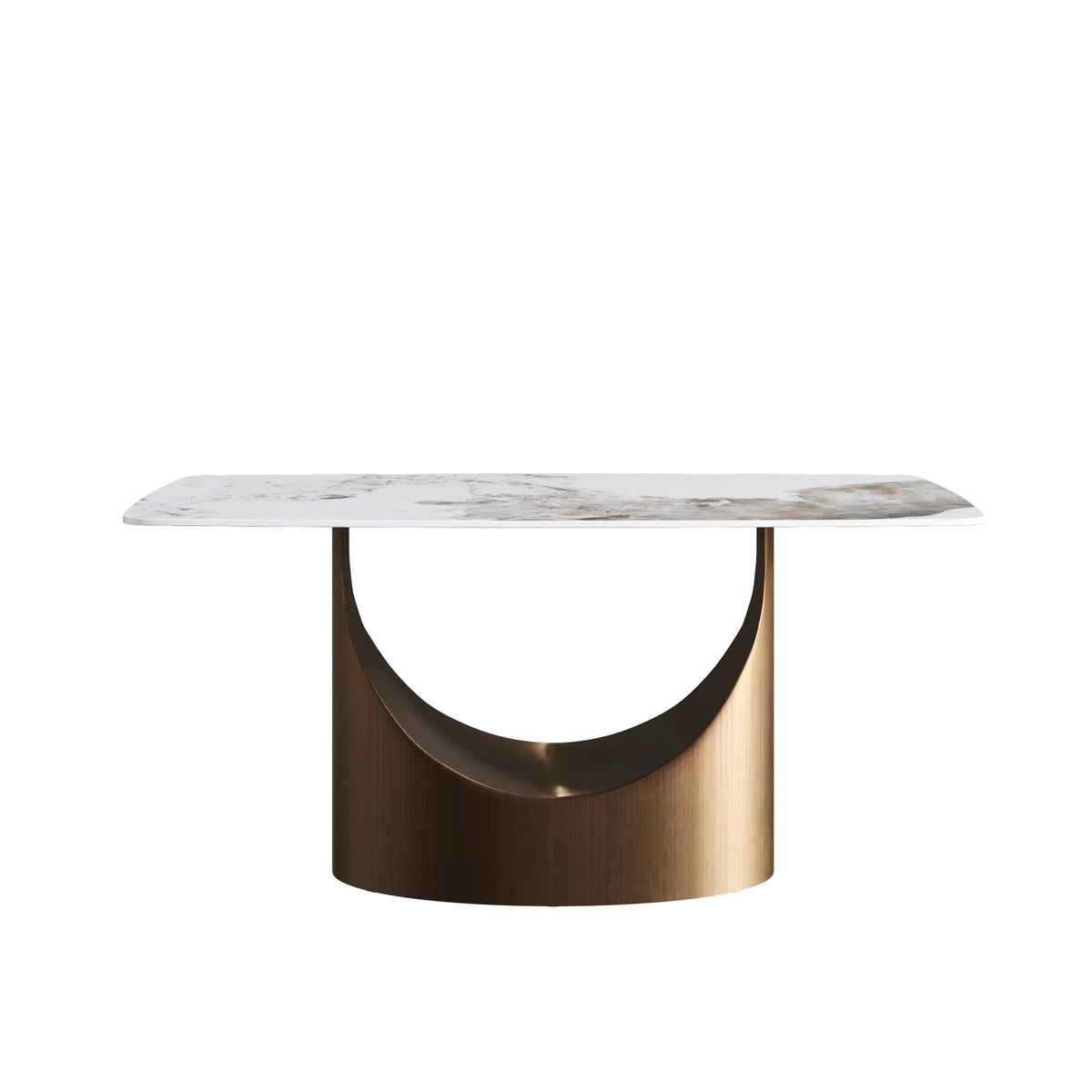 Marbella Sintered Stone Dining Table | 63" Pandora Rectangular With Curved Edge