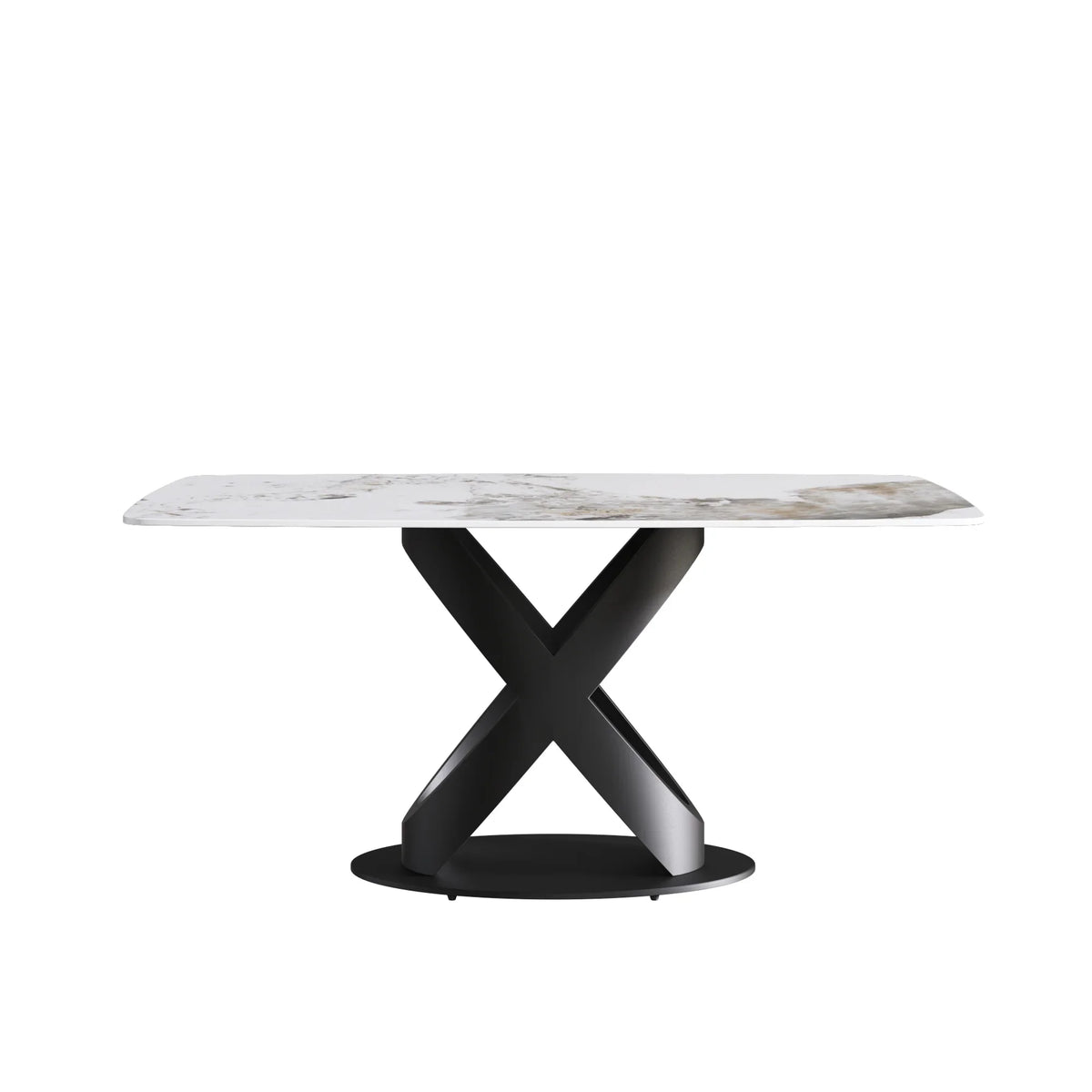 Marbella Sintered Stone Dining Table | 63" Pandora Rectangular With Curved Edge