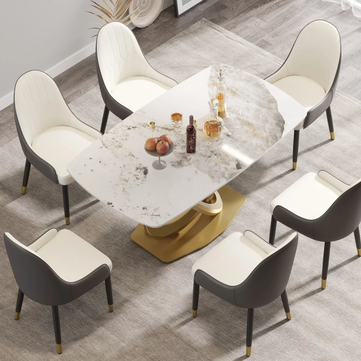 Marbella Sintered Stone Dining Table | 63" Pandora Rectangular With Curved Edge