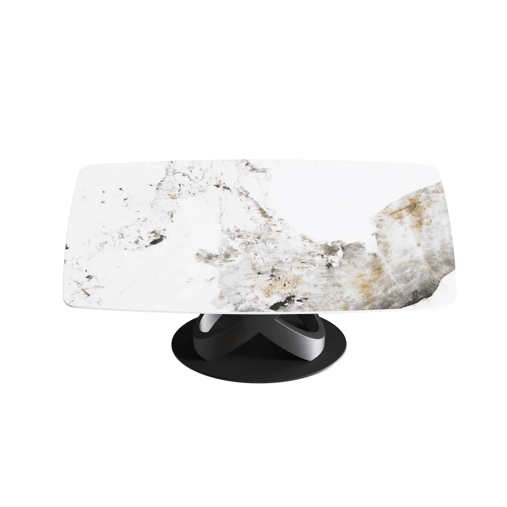Marbella Sintered Stone Dining Table | 63" Pandora Rectangular With Curved Edge
