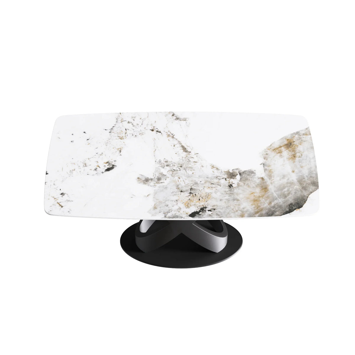Marbella Sintered Stone Dining Table | 63" Pandora Rectangular With Curved Edge