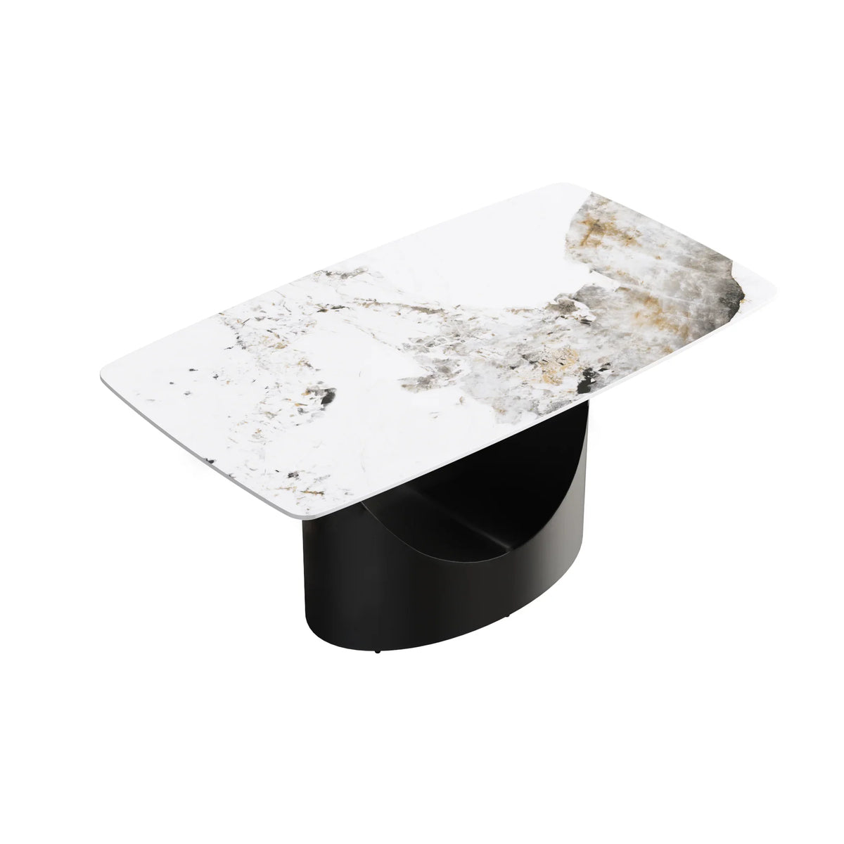 Marbella Sintered Stone Dining Table | 63" Pandora Rectangular With Curved Edge