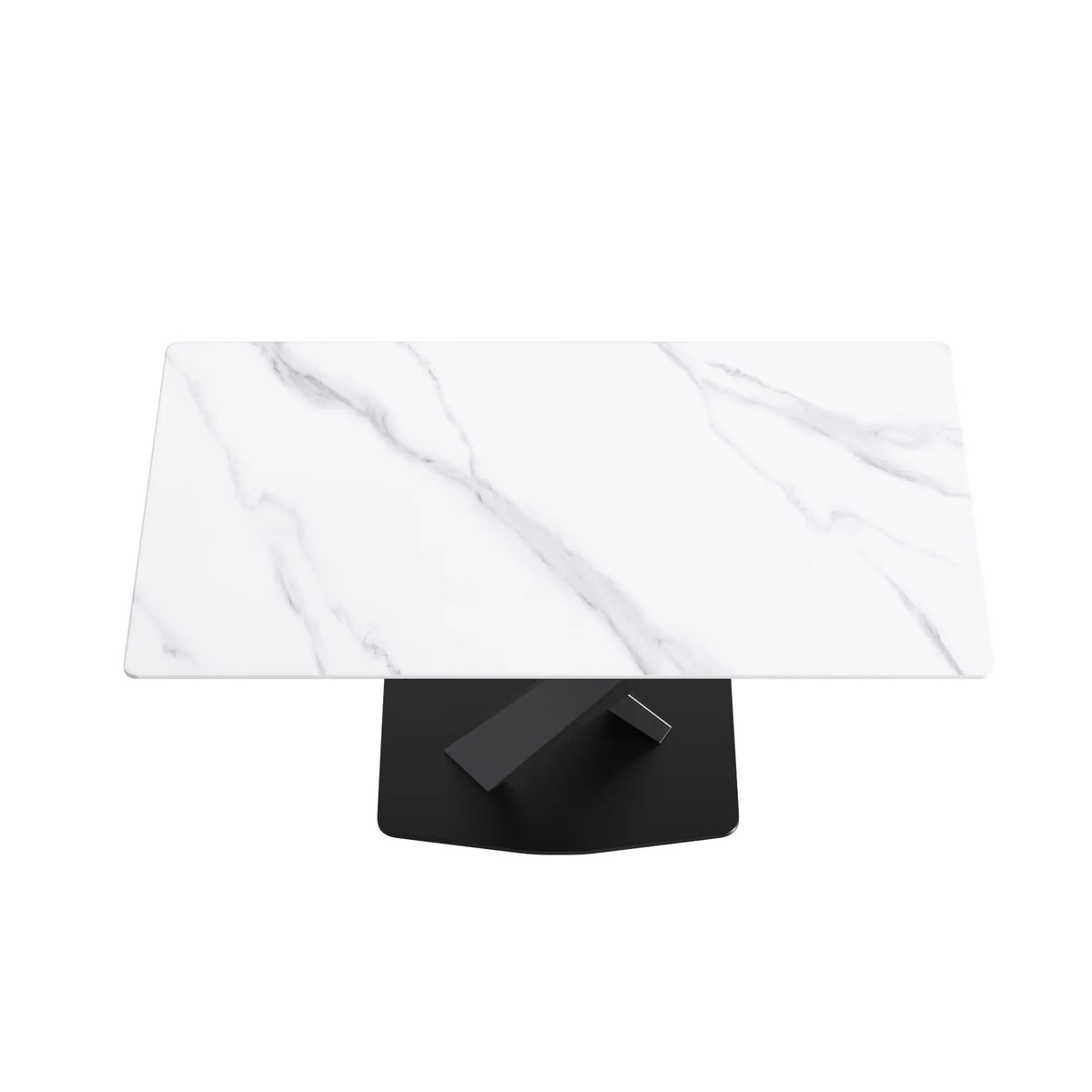 Marbella Sintered Stone Dining Table | 63" White Gloss Rectangular With Straight Edge