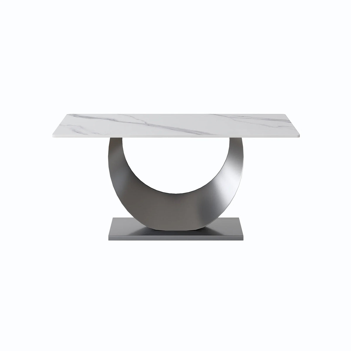 Marbella Sintered Stone Dining Table | 63" White Gloss Rectangular With Straight Edge
