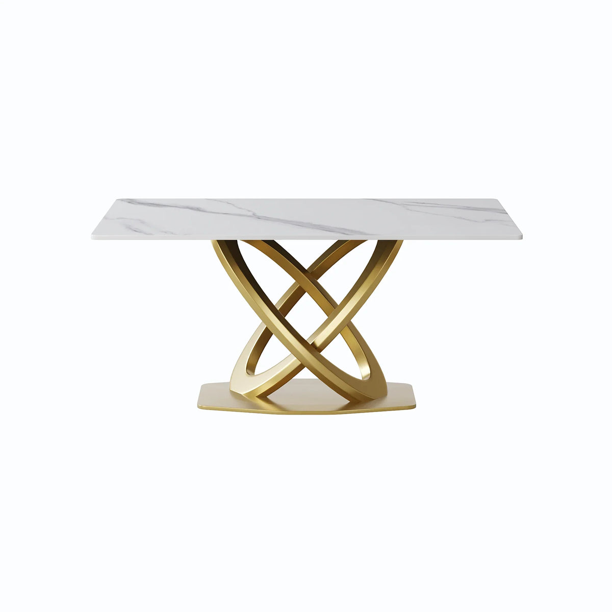 Marbella Sintered Stone Dining Table | 63" White Gloss Rectangular With Straight Edge