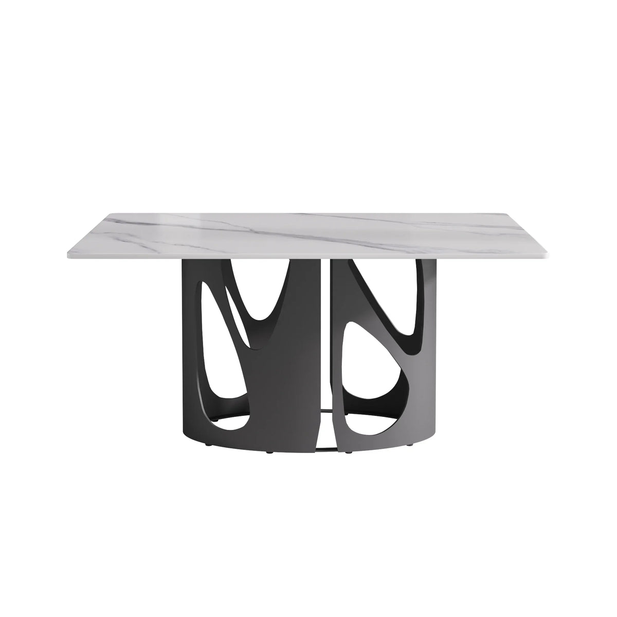 Marbella Sintered Stone Dining Table | 63" White Gloss Rectangular With Straight Edge