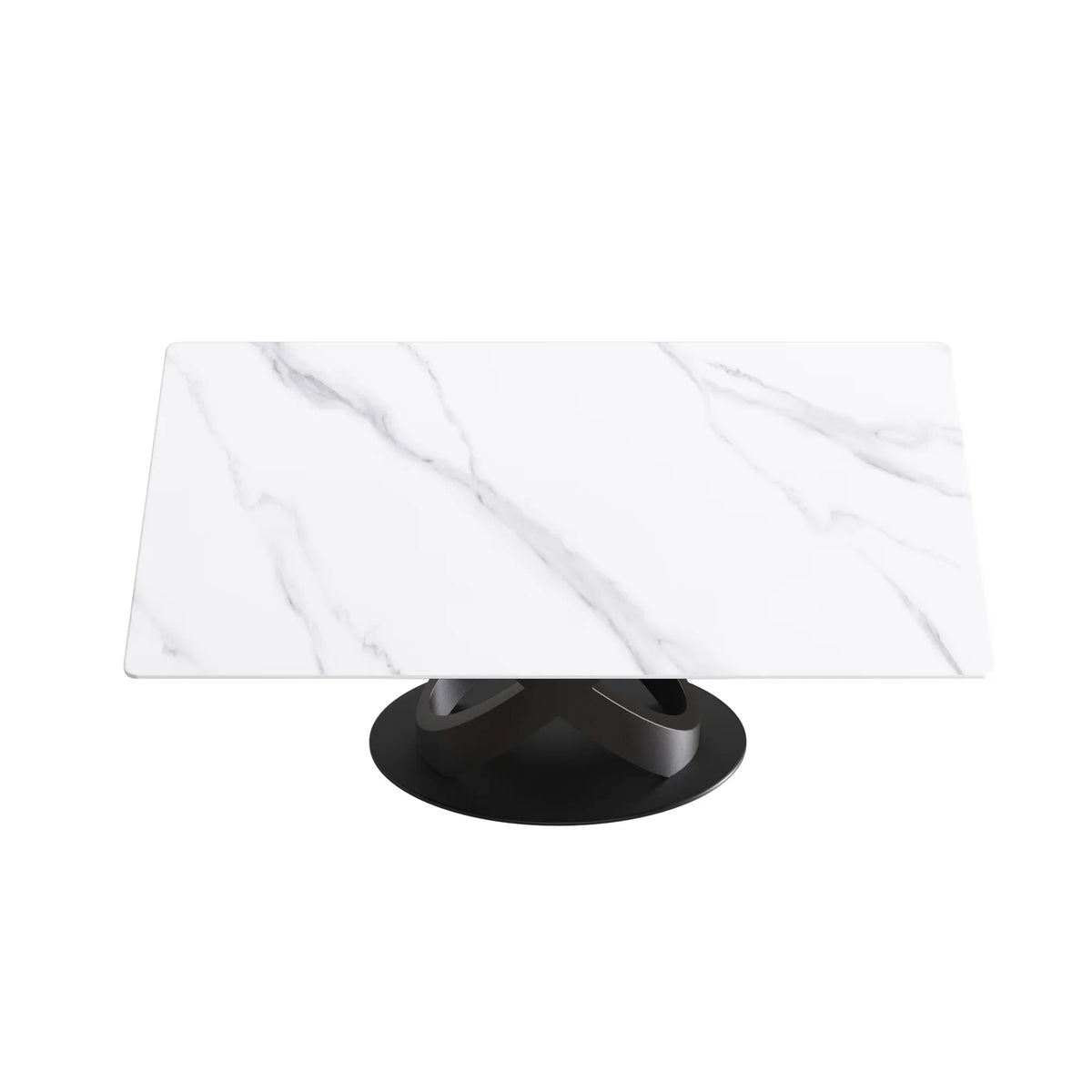 Marbella Sintered Stone Dining Table | 63" White Gloss Rectangular With Straight Edge