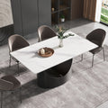 Marbella Sintered Stone Dining Table | 63" White Gloss Rectangular With Straight Edge