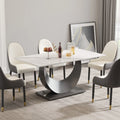 Marbella Sintered Stone Dining Table | 63" White Gloss Rectangular With Straight Edge