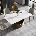Marbella Sintered Stone Dining Table | 63" White Gloss Rectangular With Straight Edge