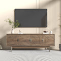 Praxis Wood TV Stand | 67" Brown Rectangular With High Legs