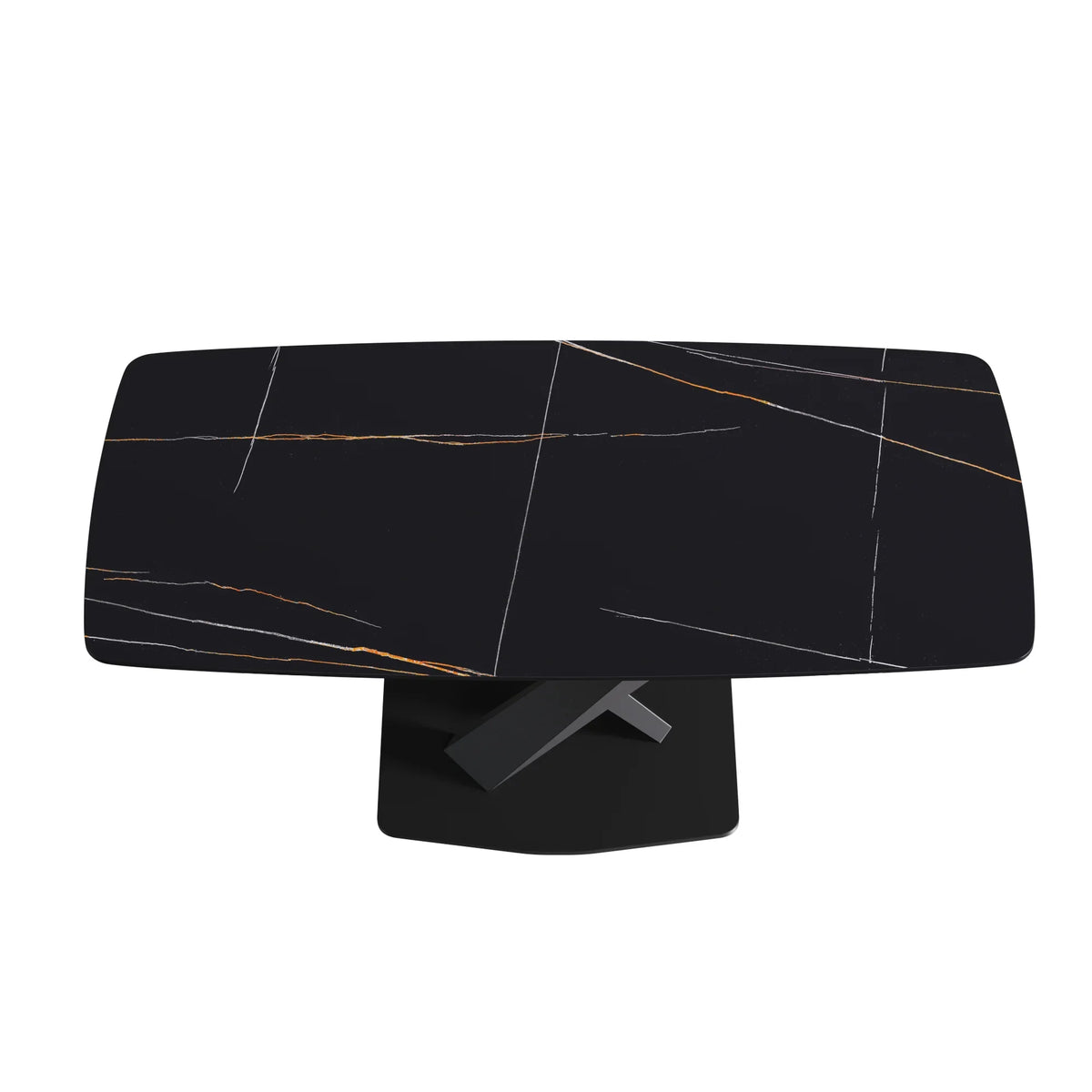 Marbella Sintered Stone Dining Table | 71" Matte Black Rectangular With Curved Edge