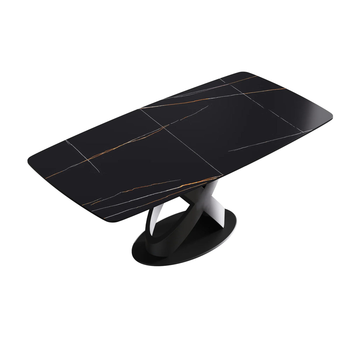 Marbella Sintered Stone Dining Table | 71" Matte Black Rectangular With Curved Edge