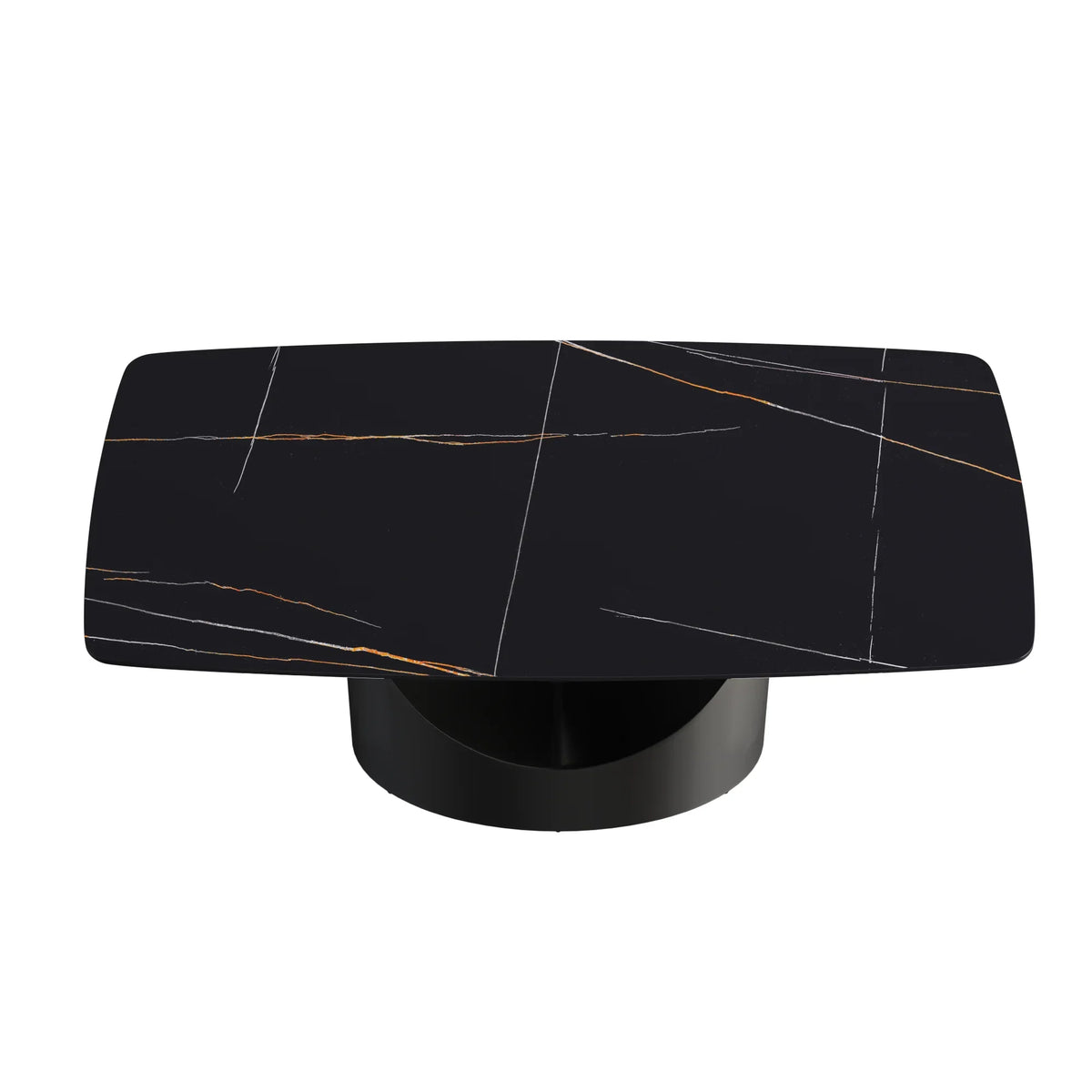 Marbella Sintered Stone Dining Table | 71" Matte Black Rectangular With Curved Edge