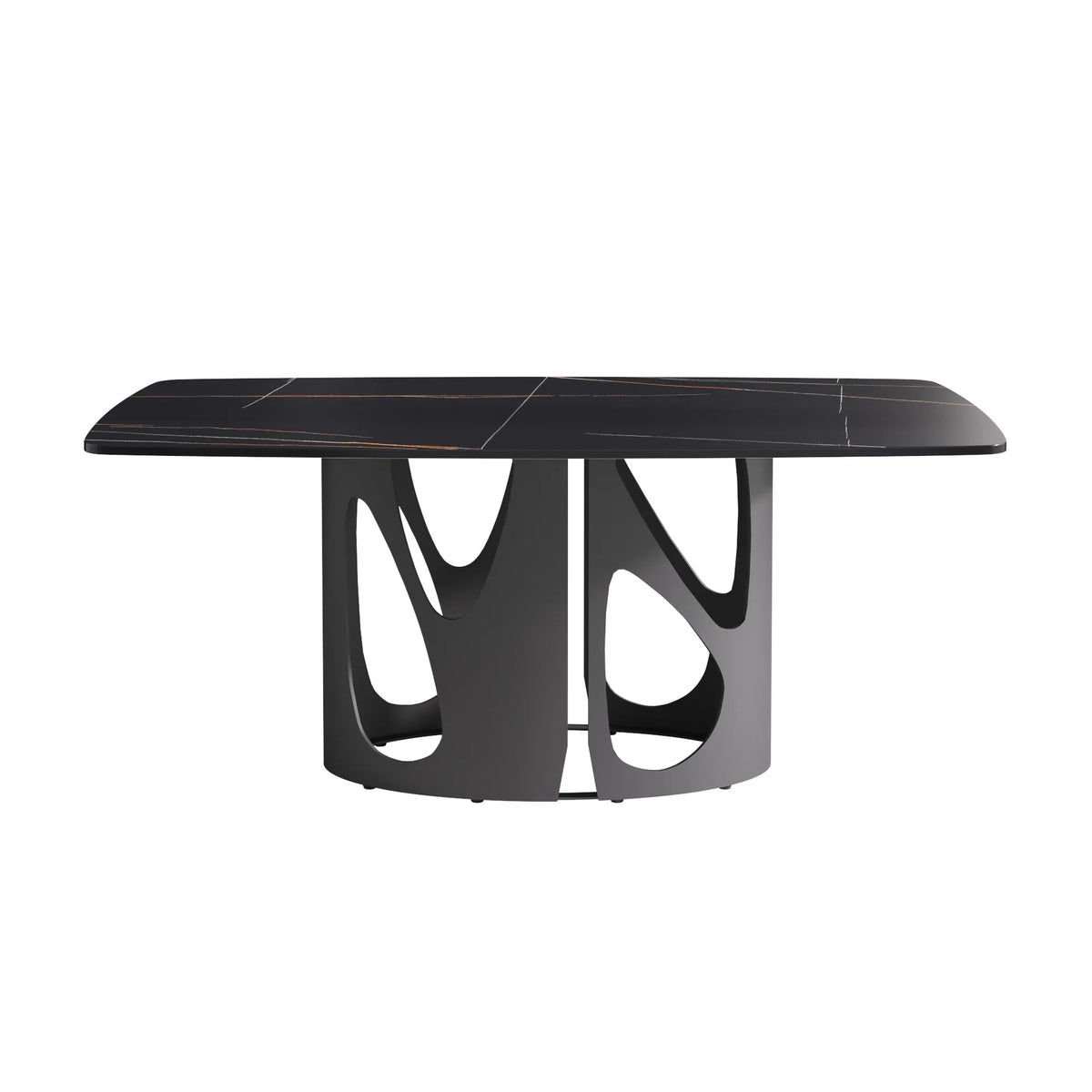 Marbella Sintered Stone Dining Table | 71" Matte Black Rectangular With Curved Edge