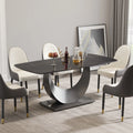Marbella Sintered Stone Dining Table | 71" Matte Black Rectangular With Curved Edge