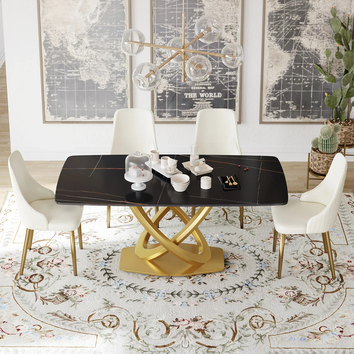Marbella Sintered Stone Dining Table | 71" Matte Black Rectangular With Curved Edge