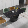 Marbella Sintered Stone Dining Table | 71" Matte Black Rectangular With Curved Edge