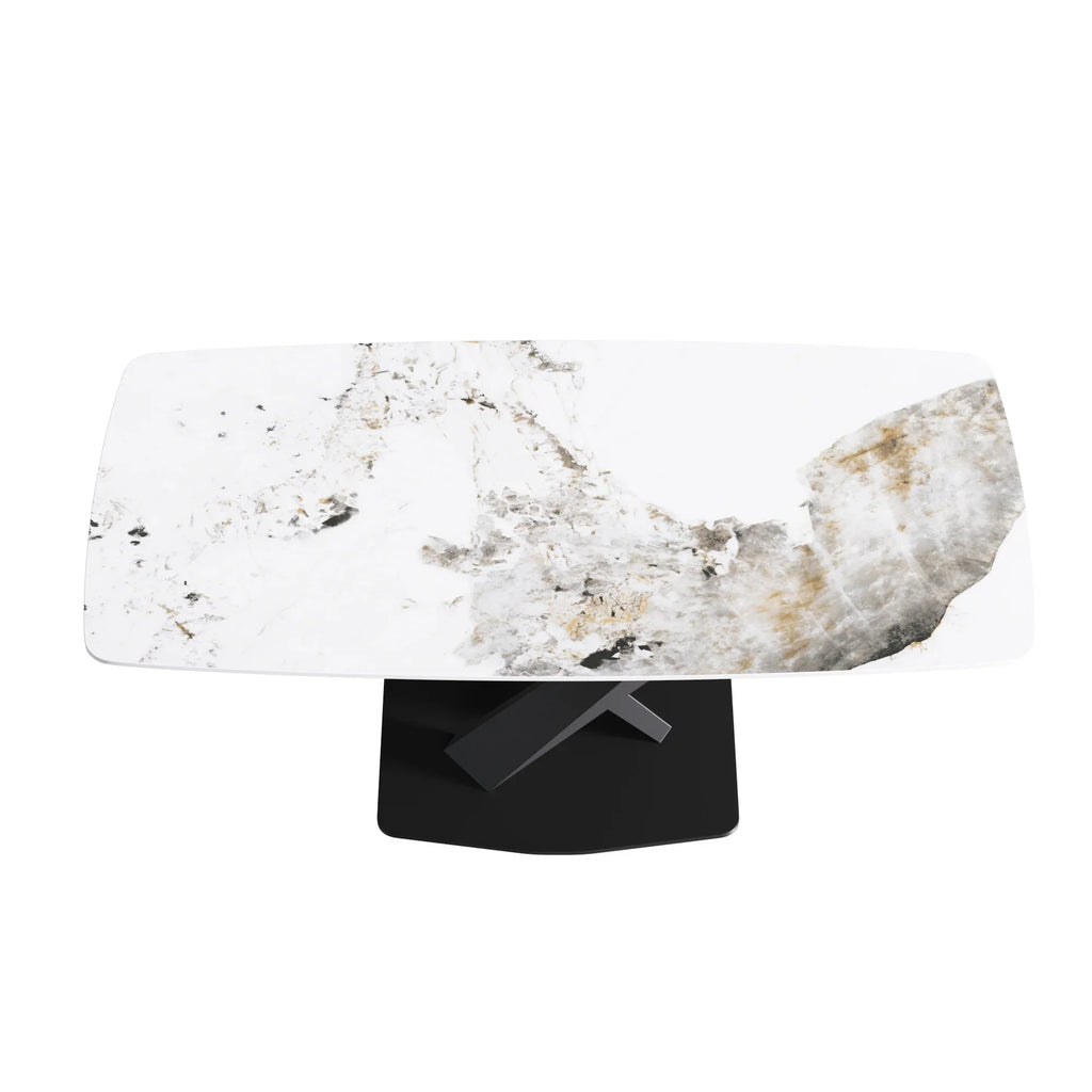 Marbella Sintered Stone Dining Table | 71" Pandora Rectangular With Curved Edge