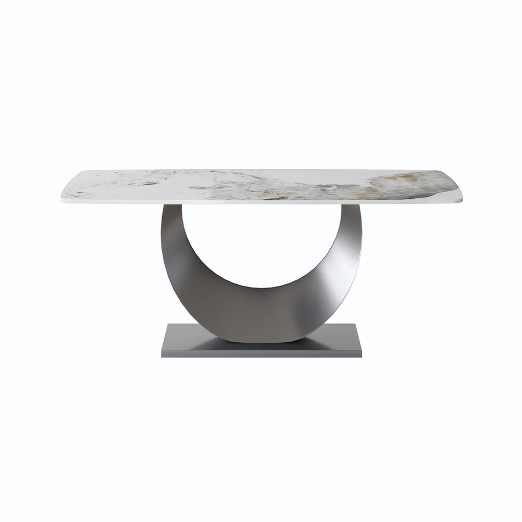 Marbella Sintered Stone Dining Table | 71" Pandora Rectangular With Curved Edge