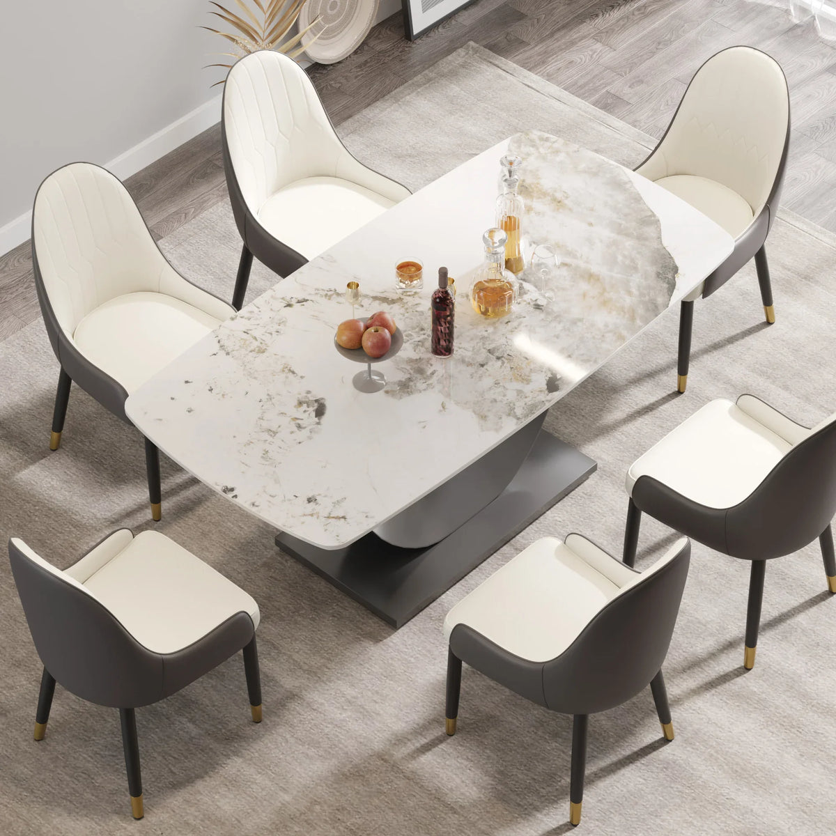 Marbella Sintered Stone Dining Table | 71" Pandora Rectangular With Curved Edge