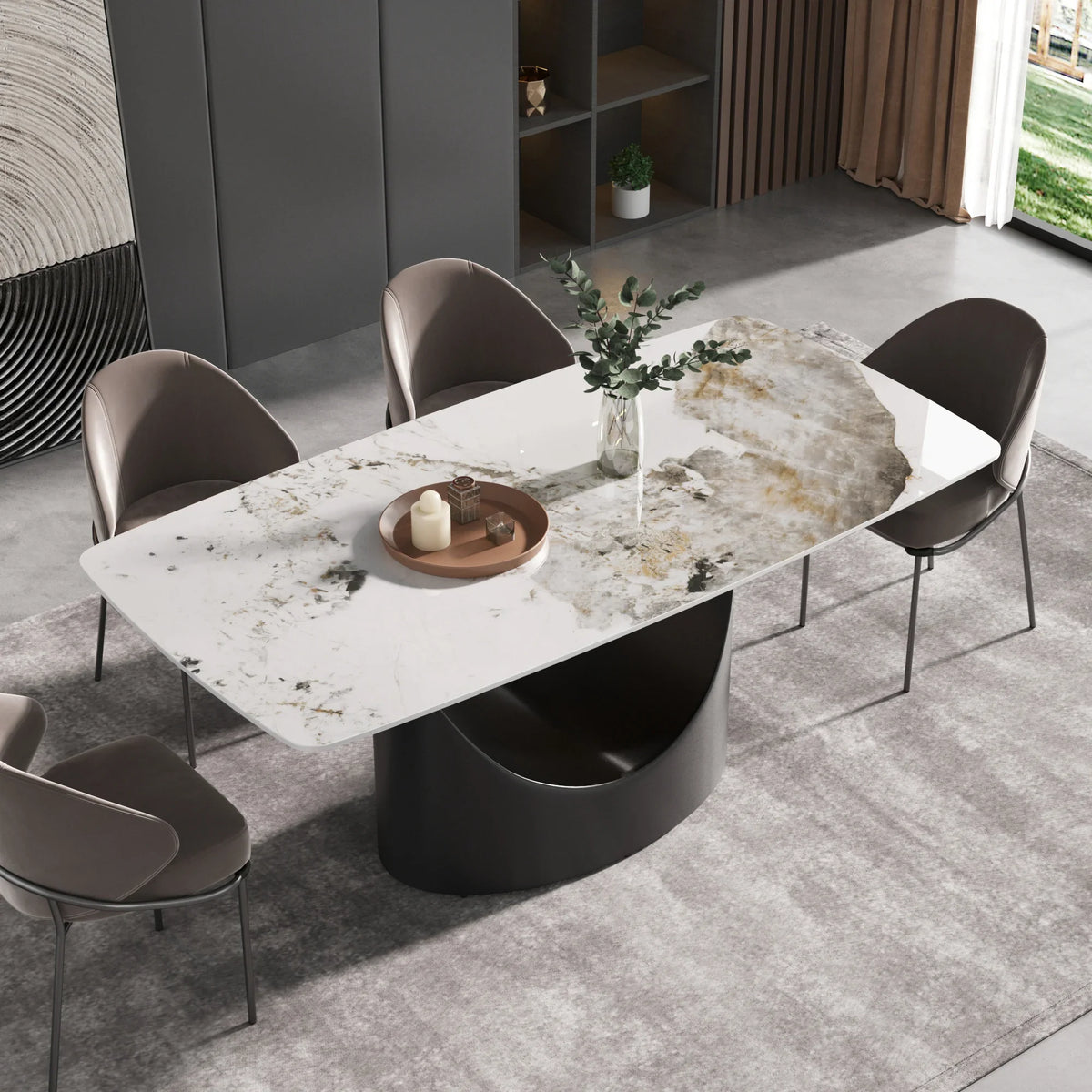 Marbella Sintered Stone Dining Table | 71" Pandora Rectangular With Curved Edge