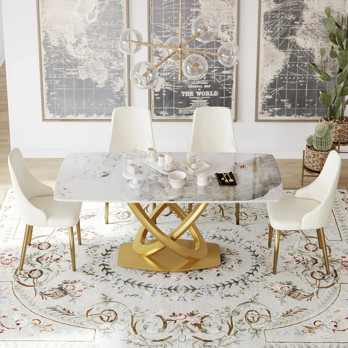 Marbella Sintered Stone Dining Table | 71" Pandora Rectangular With Curved Edge