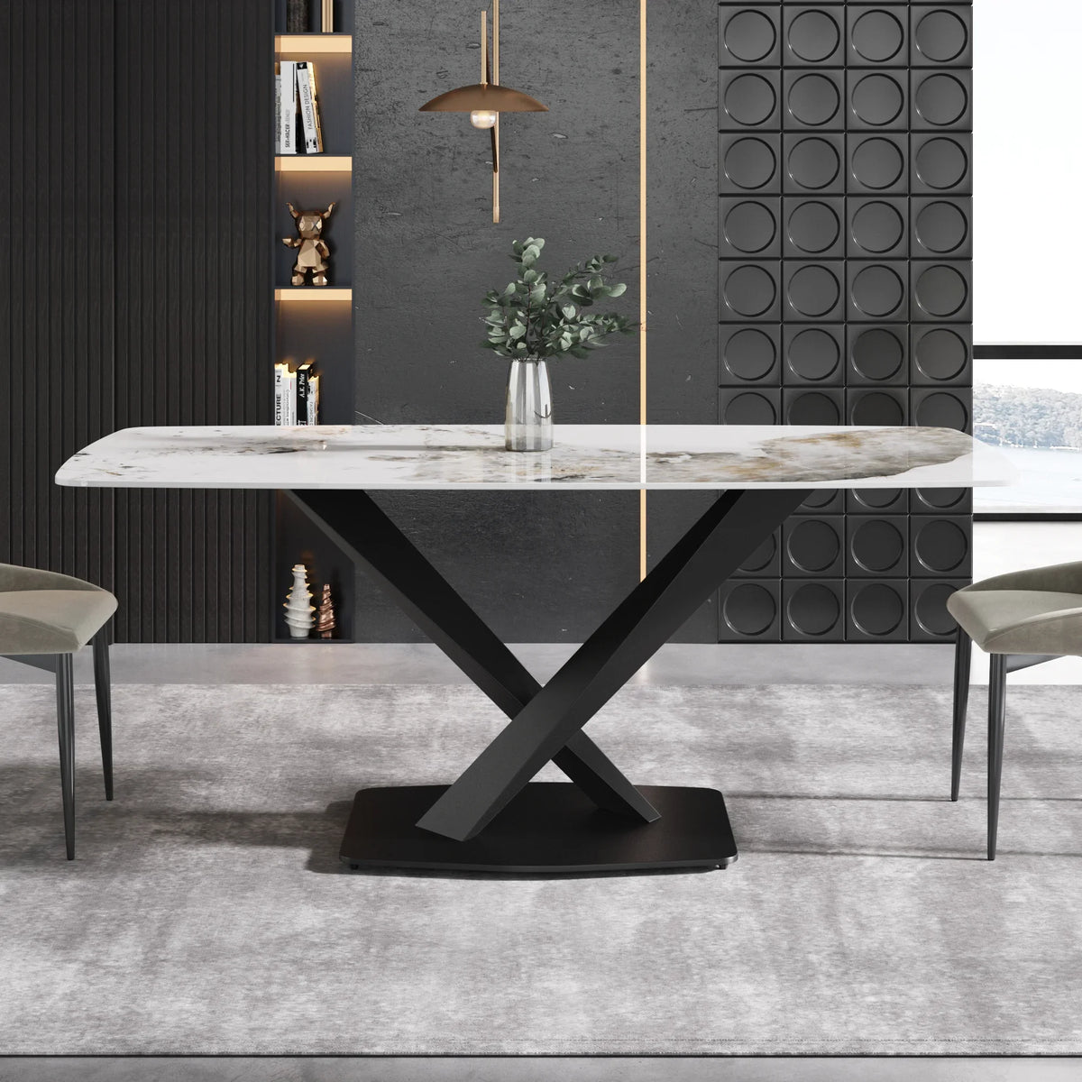 Marbella Sintered Stone Dining Table | 71" Pandora Rectangular With Curved Edge