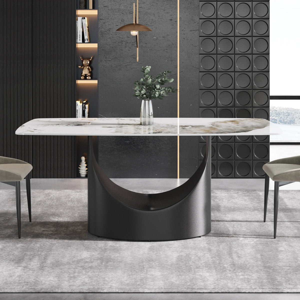Marbella Sintered Stone Dining Table | 71" Pandora Rectangular With Curved Edge