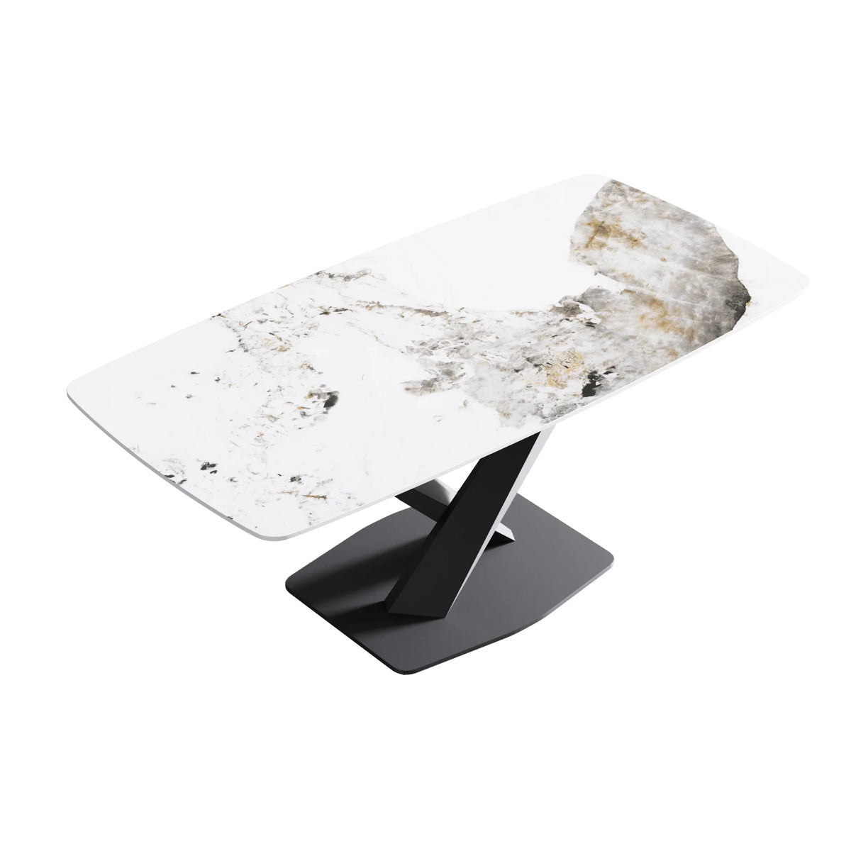 Marbella Sintered Stone Dining Table | 71" Pandora Rectangular With Curved Edge
