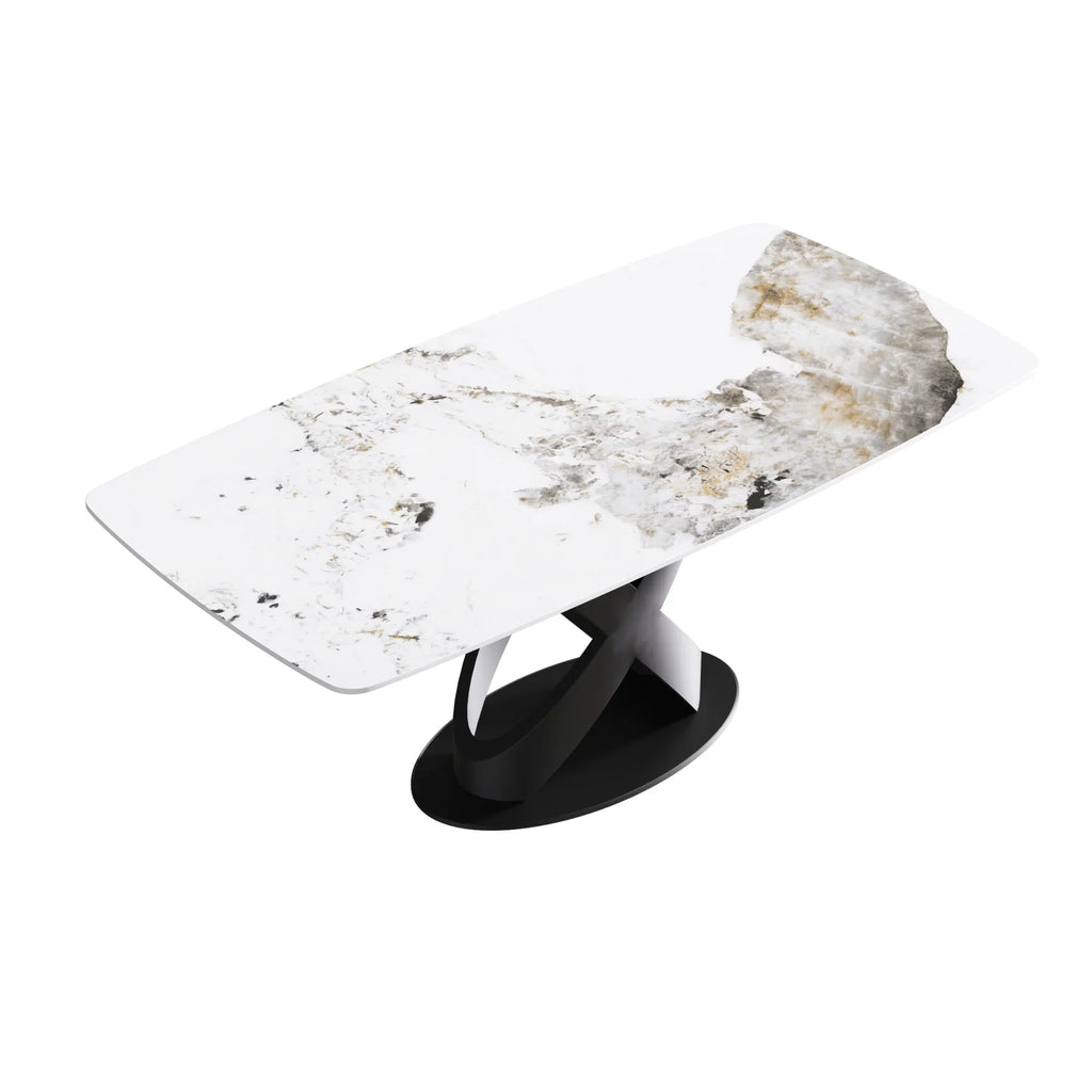 Marbella Sintered Stone Dining Table | 71" Pandora Rectangular With Curved Edge