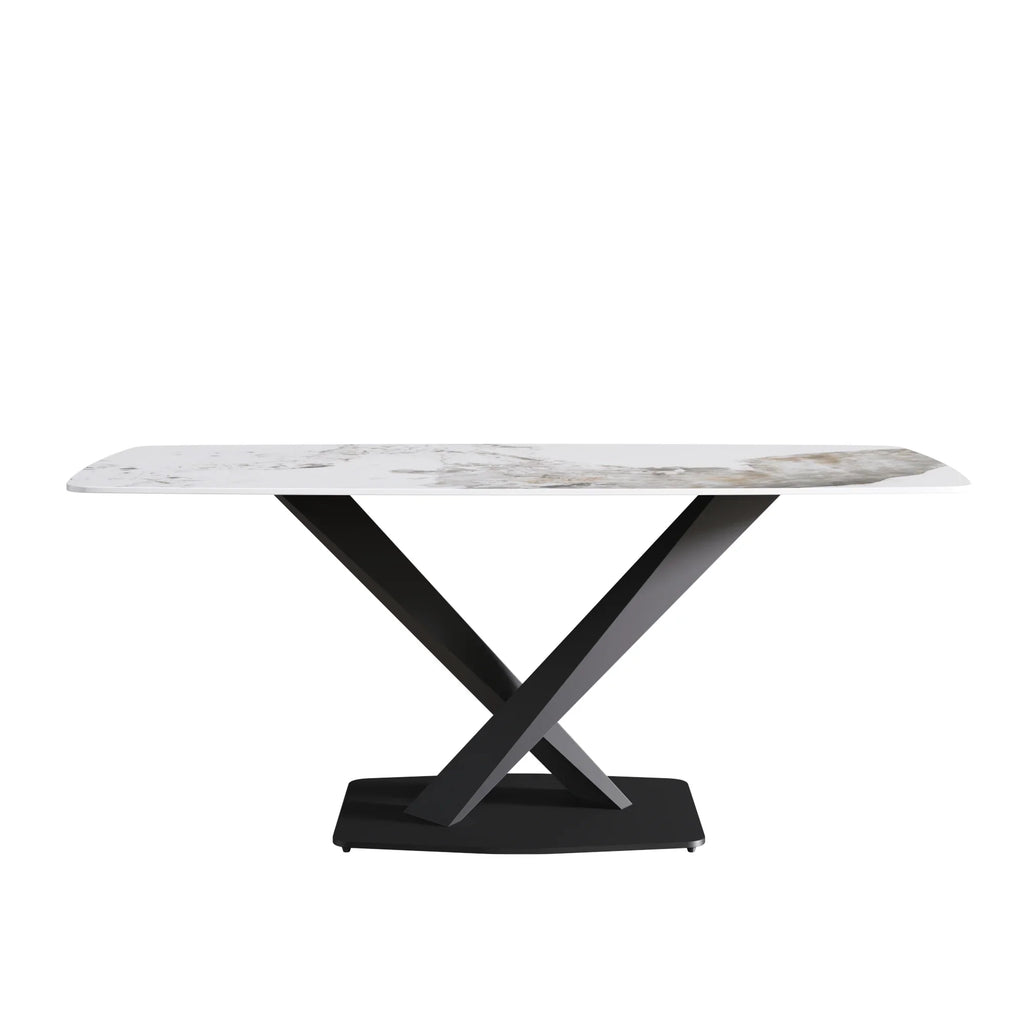 Marbella Sintered Stone Dining Table | 71" Pandora Rectangular With Curved Edge