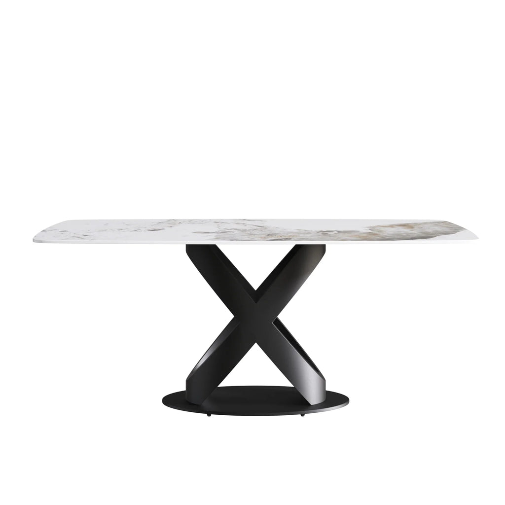 Marbella Sintered Stone Dining Table | 71" Pandora Rectangular With Curved Edge