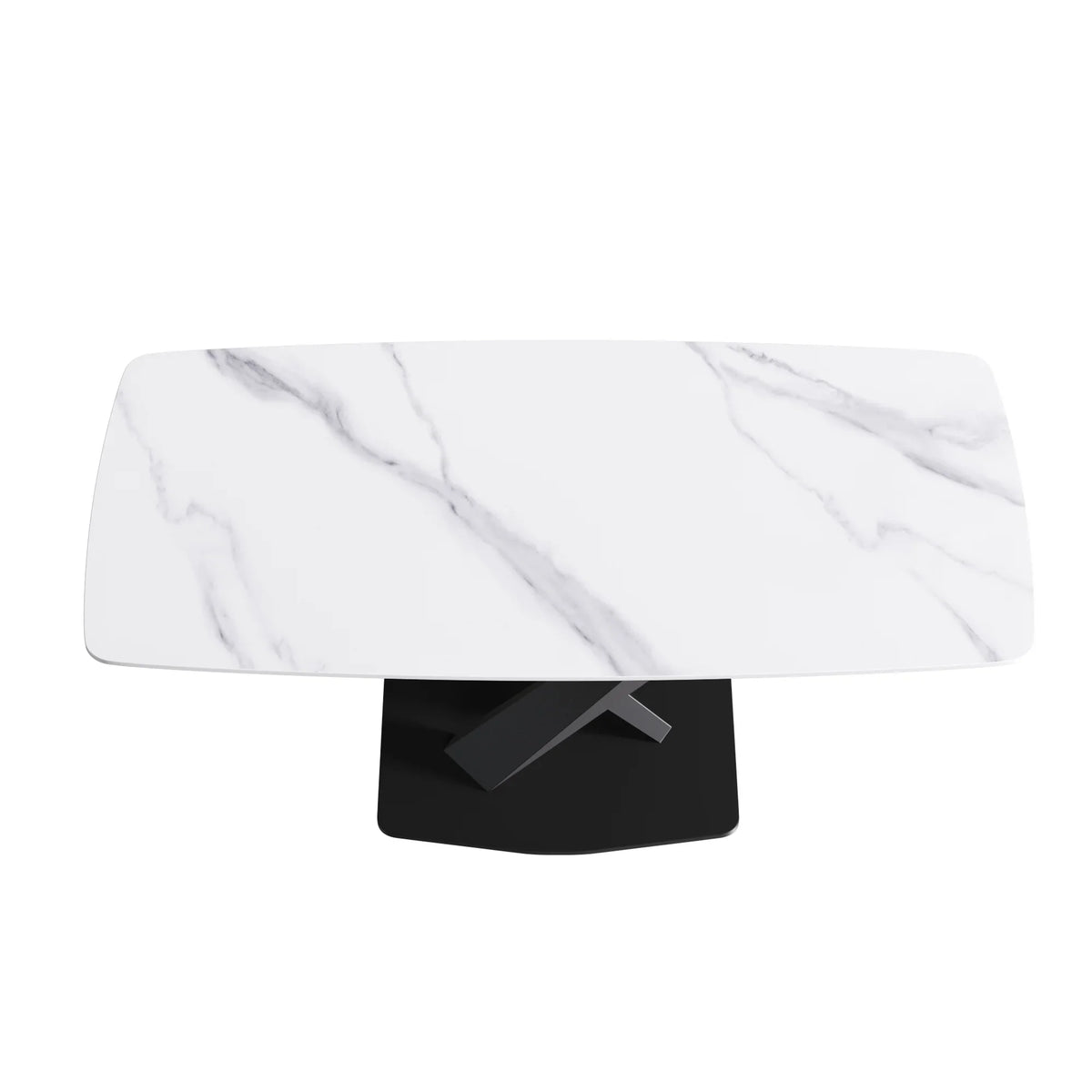Marbella Sintered Stone Dining Table | 71" White Gloss Rectangular With Curved Edge
