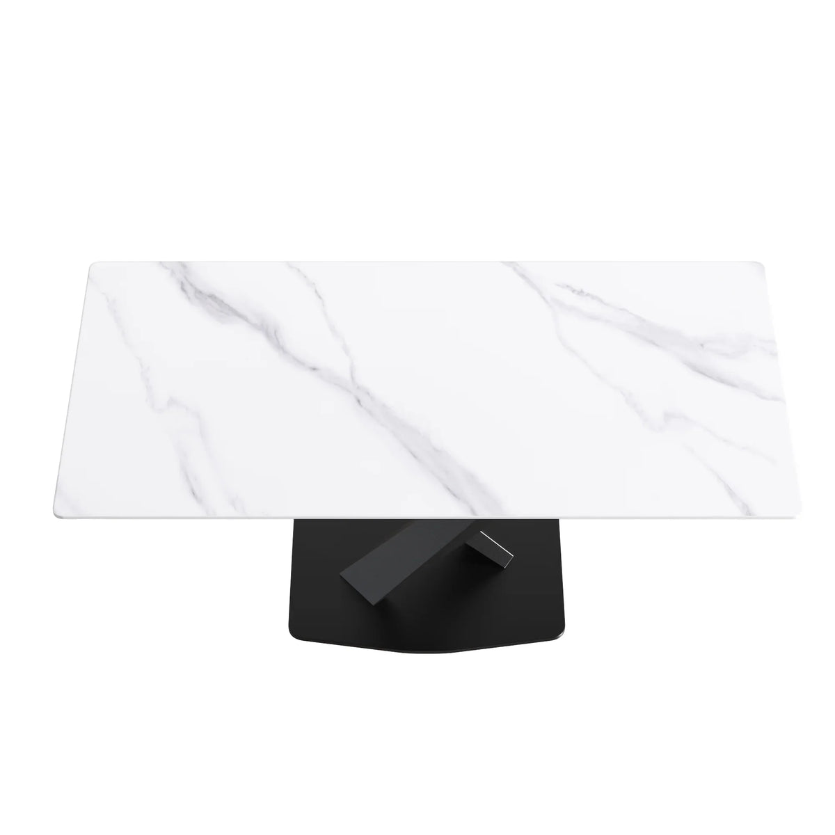 Marbella Sintered Stone Dining Table | 71" White Gloss Rectangular With Straight Edge