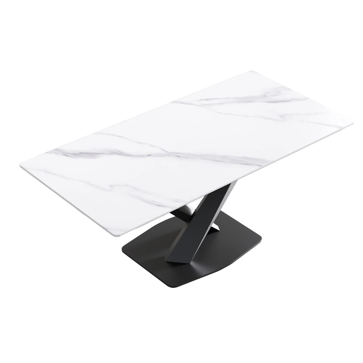Marbella Sintered Stone Dining Table | 71" White Gloss Rectangular With Straight Edge