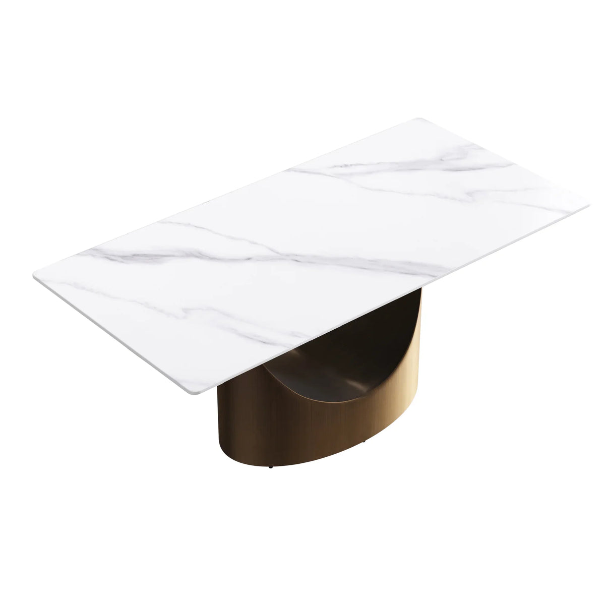 Marbella Sintered Stone Dining Table | 71" White Gloss Rectangular With Straight Edge