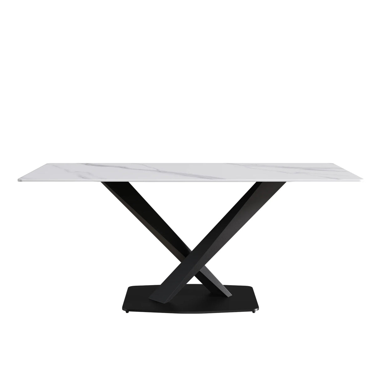 Marbella Sintered Stone Dining Table | 71" White Gloss Rectangular With Straight Edge