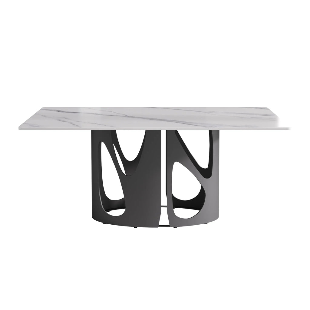 Marbella Sintered Stone Dining Table | 71" White Gloss Rectangular With Straight Edge