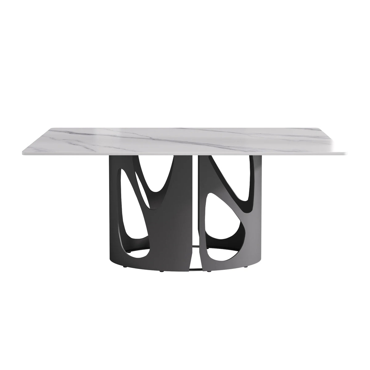 Marbella Sintered Stone Dining Table | 71" White Gloss Rectangular With Straight Edge